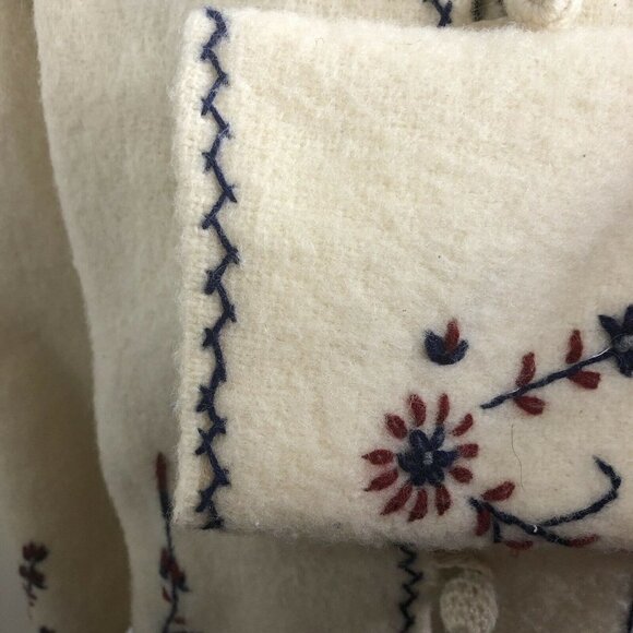 Vintage Fast Dves Wool Floral Embroidered Greece Jacket S Woman Hipster Grandma - Picture 9 of 12